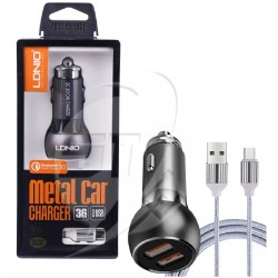 CARGADOR CIGARRERA DE CARRO LDNIO C503Q METAL V8