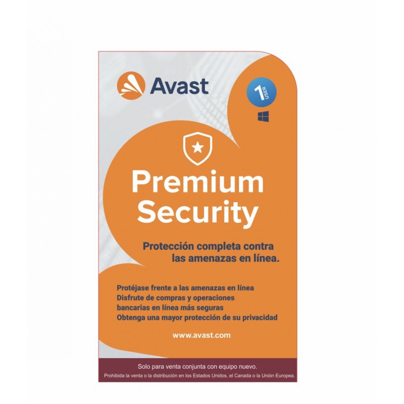 ANTIVIRUS AVAST PREMIUM SECURITY 1 AÑO 1 PC