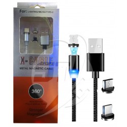 CABLE DE CELULR MAGNETICO X-CABLE 360ª  V8, TIPO C, LIGHTNING