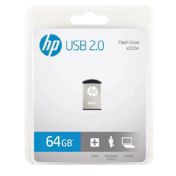 MEMORIA USB 64GB HP V222W MINI METAL PLATA 2.0