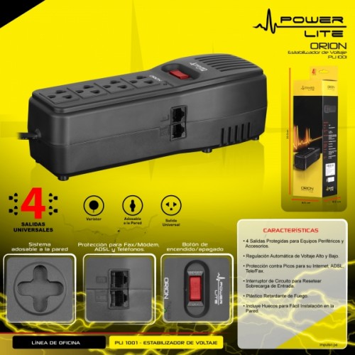 Estabilizador Power Lite 4 tomas ORIÓN – PLI 1001