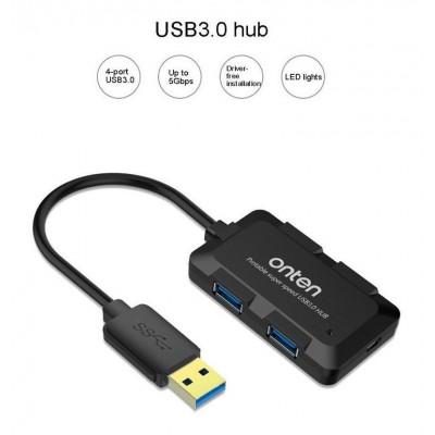 Hub Usb 3.0 De 4 Puertos Onten OTN-8102B Negro