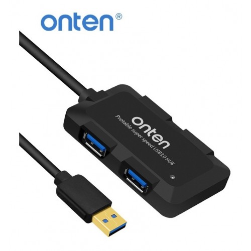 Mini Hub Usb 3.0 De 4 Puertos Onten Negro Para Pc O Laptop