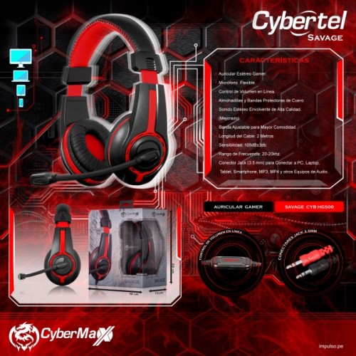 Audifono  Gamer con microfona para pc cybermax savage cyb-h500