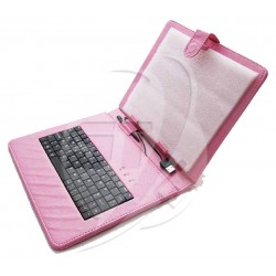 FUNDA DE TABLET CON TECLADO EN COLOR ROSADO 7 PULGADAS