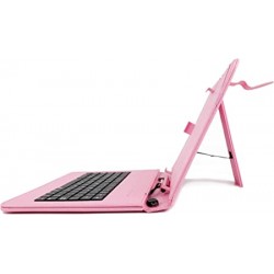 FUNDA DE TABLET CON TECLADO EN COLOR ROSADO 7 PULGADAS