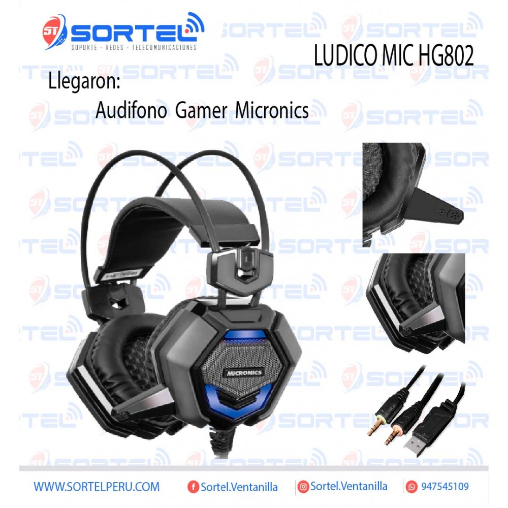 AUDIFONO GAMER MICRONICS LUDICO MIC HG802-P4