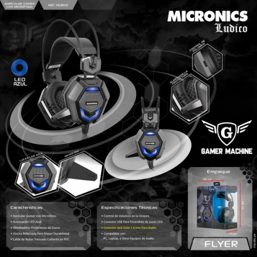 audifono gamer para conputadora micronics ludico