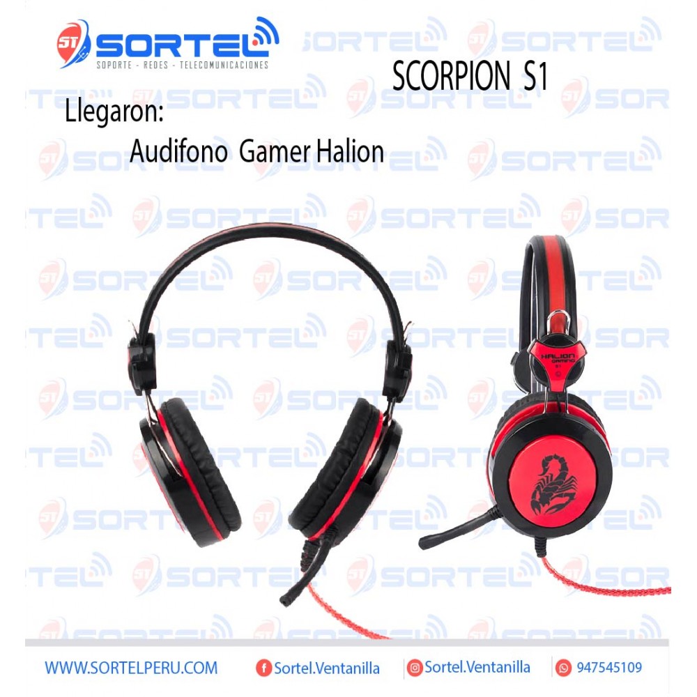 AUDIFONO GAMER HALION HA-S1 SCORPION ROJO AUDIFONO GAMER HALION HA-S1 SCORPION ROJO