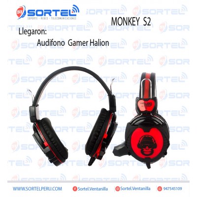 AUDIFONO GAMER HALION MONKEY S2 ROJO/ NARANJA / VERDE