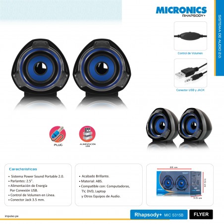 PARLANTE MICRONICS RHAPSODY - MIC S315R PARA PC