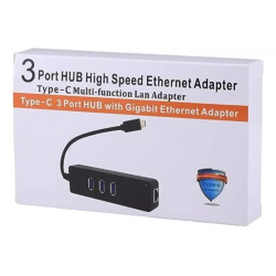 ADAPTADOR TIPO C A RJ45 USB LAN ETHERNRT + HUB 3 PUERTOS