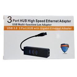 ADAPTADOR USB A RJ45 USB LAN ETHERNRT + HUB 3 PUERTOS