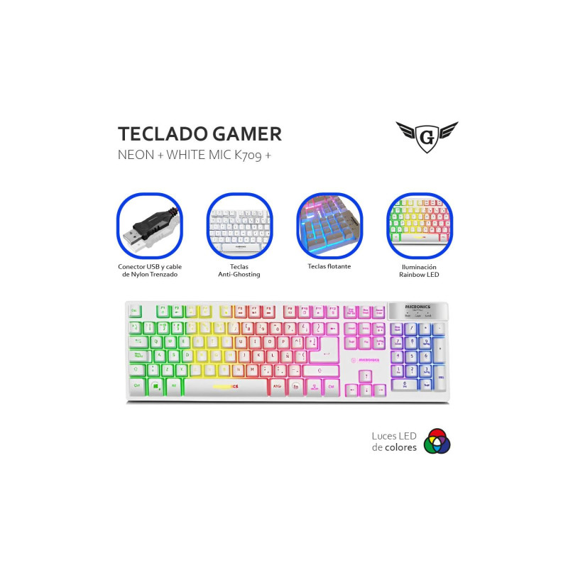 Teclado Gamer Micronics Rainbow K710W Blanco