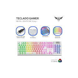 TECLADO GAMER MICRONICS NEON+ BLANCO MIC K709W RGB USB