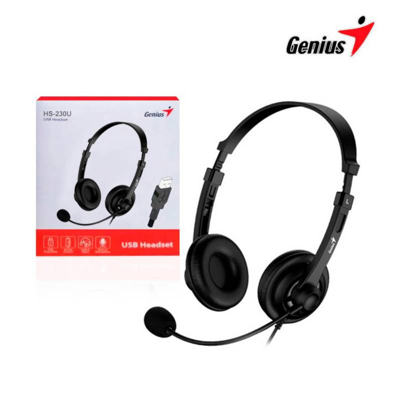 AUDIFONO C/MICROF. GENIUS HS-230U USB BLACK (31710021400) AUDIFONO C/MICROF. GENIUS HS-230U USB BLACK (31710021400)
