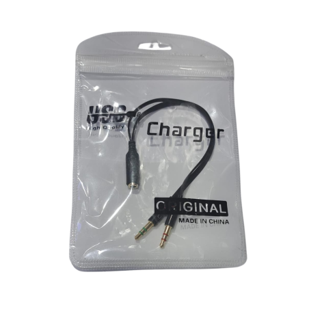CABLE ADAPTADOR AUDIO 2 PLUG MACHO A 1 PLUG HEMBRA PARA PC