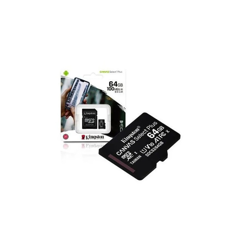 TARJETA MICRO SD KINSTON CANVAS SELECT PLUS DE 64GB A 100 Mbps