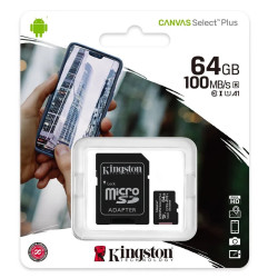 TARJETA MICRO SD KINSTON CANVAS SELECT PLUS DE 64GB A 100 Mbps