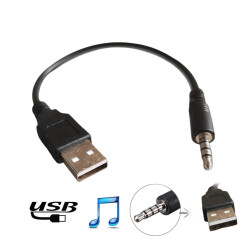 CABLE ADAPTADOR USB MACHO A PLUG 3.5MM MACHO AUXILIAR 20CM