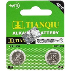 PILAS TIANQIU AG10/LR1130H/389A 1.5V PARA RELOJ