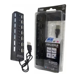 HUB USB 2.0 7 PUERTOS 30CM CON INTERRUCTOR Y INDICADOR LED