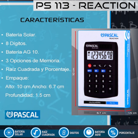 CALCULADORA DE BOLSILLO PASCAL REACTION PS 113