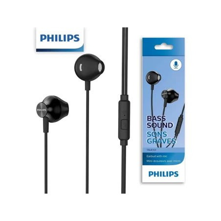 AUDIFONO PHILIPS IN-EAR TAUE101BK CON MICROFONO 3.5MM BASS SOUND BLACK*
