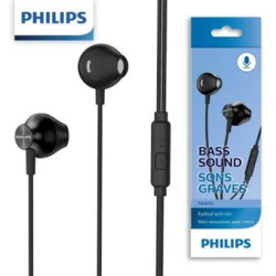 AUDIFONO PHILIPS IN-EAR TAUE101BK CON MICROFONO 3.5MM BASS SOUND BLACK*