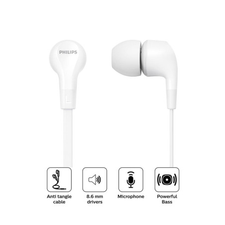 AUDIFONO PHILIPS IN-EAR TAE1105BK CON MICROFONO 3.5MM BASS BLACK