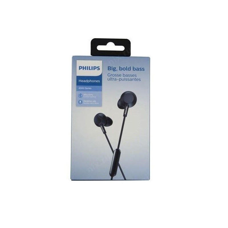AUDIFONO PHILIPS IN-EAR TAE4105BK CON MICROFONO 3.5MM BASS BLACK
