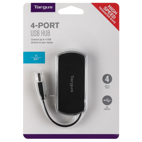HUB USB TARGUS 4 PORT USB-A 2.0 BLACK
