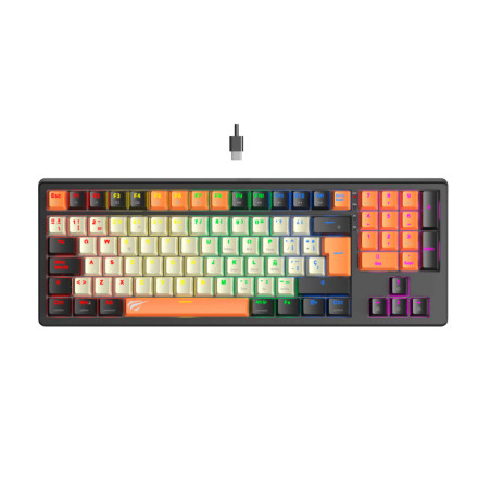 TECLADO GAMER MECANICO HAVIT KB512L-SP TRICOLOR RGB
