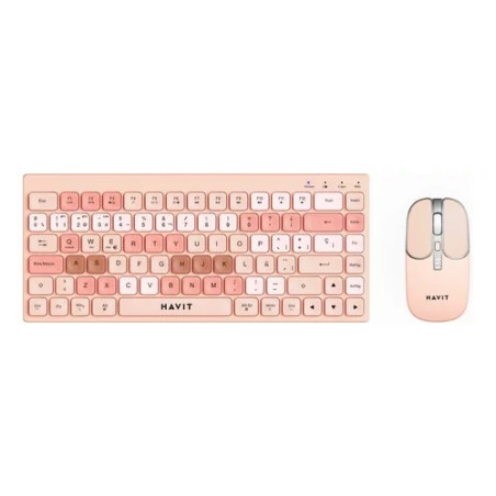 KIT TECLADO + MOUSE HAVIT KB831WB-SP INALAMBRICO BT COLOR ROSADO