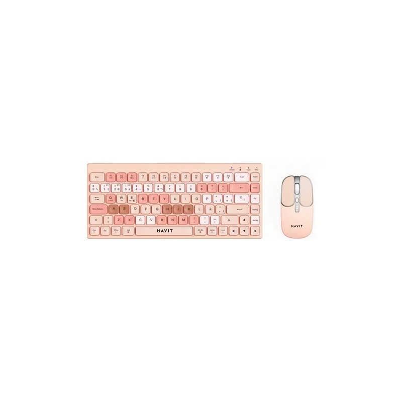 KIT TECLADO + MOUSE HAVIT KB831WB-SP INALAMBRICO BT COLOR ROSADO