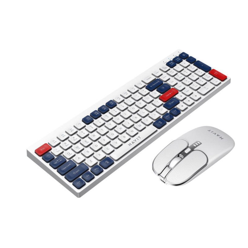 KIT TECLADO + MOUSE HAVIT KB830WB-SP INALAMBRICO BT TRICOLOR