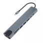 HUB TIPO C 8 EN 1 USB - RJ45 - HDMI - LECTOR DE MEMORIAS SD