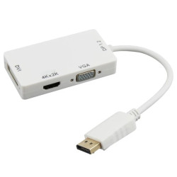 ADAPTADOR COMVERSOR 3 EN 1 DISPLAY PORT A HDMI, VGA Y DVI