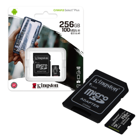 TARJETA MICRO SD KINSTON CANVAS SELECT PLUS DE 256GB A 100 Mbps