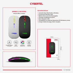 MOUSE INALAMBRICO CYBERTEL ENERGY CYB M703-3M BT - WIFI RECARGABLE