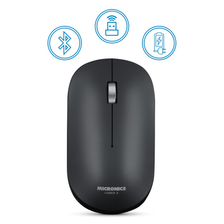 MOUSE INALAMBRICO MICRONICS LUDICO MIC M722 - 3M BT - WIFI RECARGABLE