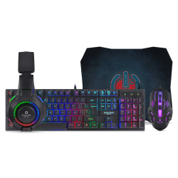COMBO GAMER ENKORE BRAVIO4 ENT G1000-4 4 EN 1TECLADO + MOUSE + AUDIFONO + PAD MOUSE  RGB