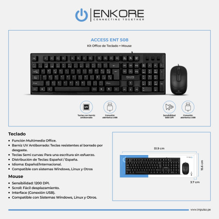 KIT TECLADO + MOUSE ENKORE ACCESS ENT 508 USB