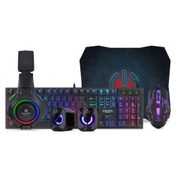 COMBO GAMER 5 EN 1 ENKORE BRAVIO5 ENT G1000-5 TECLADO + MOUSE + AUDIFONO + PARLANTES + PAD MOUSE