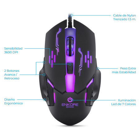 COMBO GAMER 3 EN 1 ENKORE BRAVIO3 G1000-3 TECLADO + MOUSE + PAD MOUSE