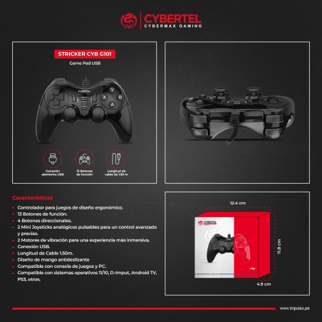MANDO O GAME PAD USB CYBERTEL STRICKER CYB G101