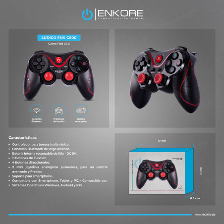 MONDO O GAME PAD BLUETOOTH ENKORE LUDICO ENK G500 RECARGABLE