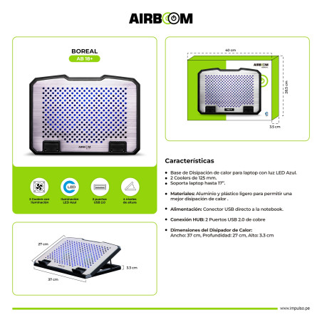 COOLER PARA LAPTOP AIRBOOM BOREAL+  AB 18