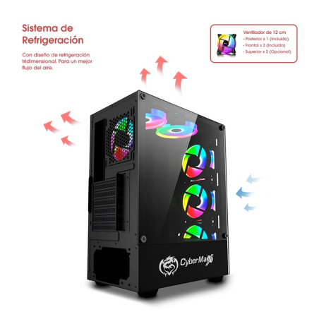 CASE O GABINETE GAMER CYBERTEL STRIKER CBX5013K RGB VIDRIO TEMPLADO