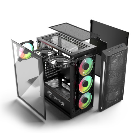 CASE O GABINETE GAMER CYBERTEL STRIKER CBX5013K RGB VIDRIO TEMPLADO